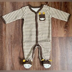 Koala Baby Button Down Ribbed Moose Detail Footie Sleeper Size 0-3 Months